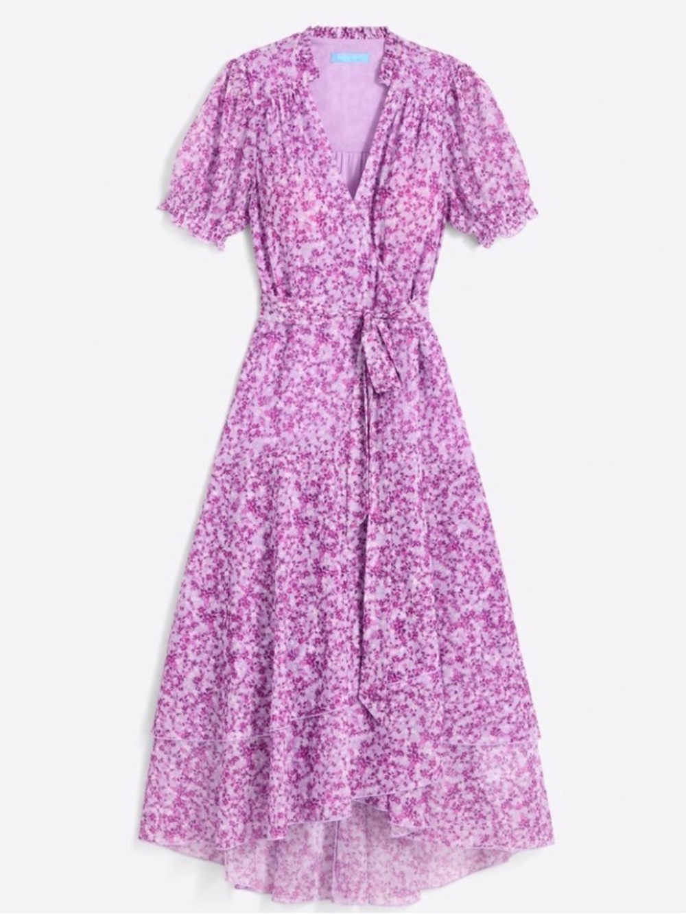 Draper James Naomi Lavender Lilac Floral Wrap Midi Dress Cottagecore Size Medium